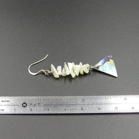 Sterling Silver White & Abalone Shell Earrings - Picture 3 of 4